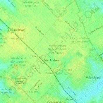 San Andrés topographic map, elevation, terrain