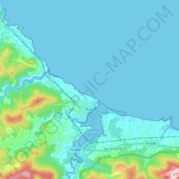 Foz topographic map, elevation, terrain
