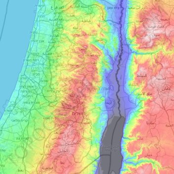 West Bank topographic map, elevation, terrain