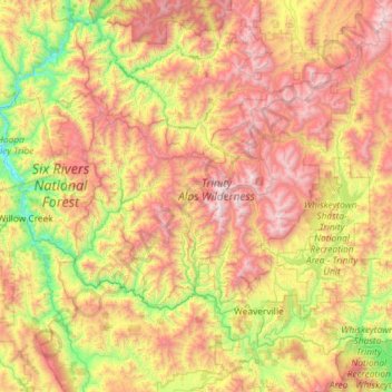 Trinity River topographic map, elevation, terrain