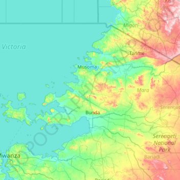 Mara Region topographic map, elevation, terrain
