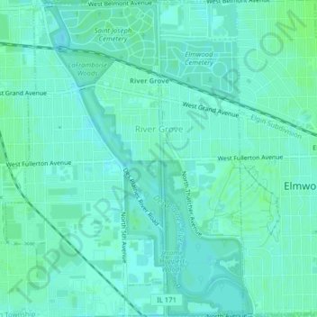 River Grove topographic map, elevation, terrain