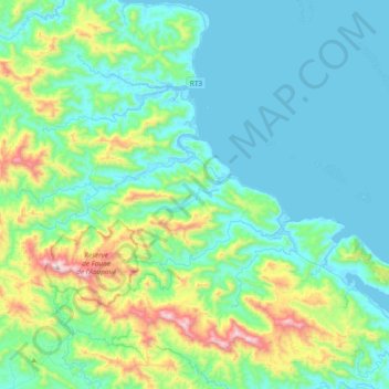 Ponérihouen topographic map, elevation, terrain