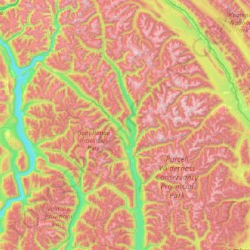 Area D (Lardeau Valley/Duncan Lake) topographic map, elevation, terrain