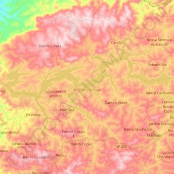 Represa de Itupararanga topographic map, elevation, terrain