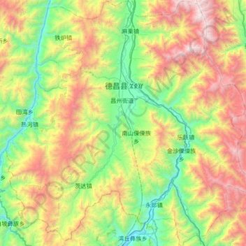 德昌县 topographic map, elevation, terrain