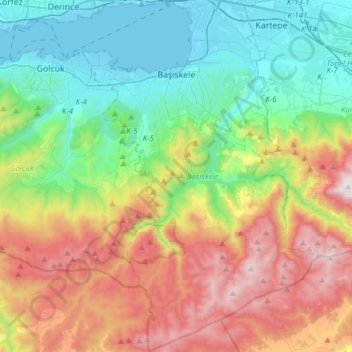 Başiskele topographic map, elevation, terrain