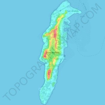 San Andrés topographic map, elevation, terrain