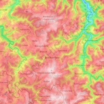 Breckerfeld topographic map, elevation, terrain