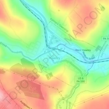 Hawley topographic map, elevation, terrain