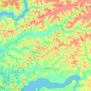 Oio Region topographic map, elevation, terrain