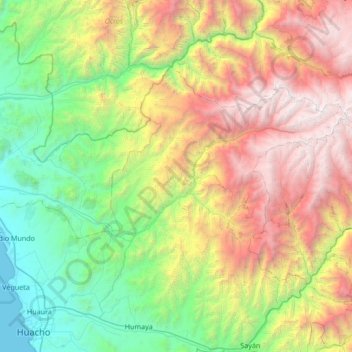 Río Supe topographic map, elevation, terrain