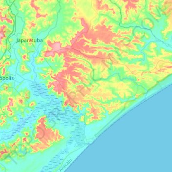 Pirambu topographic map, elevation, terrain