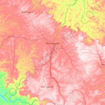 Alto Araguaia topographic map, elevation, terrain