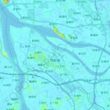 均安镇 topographic map, elevation, terrain