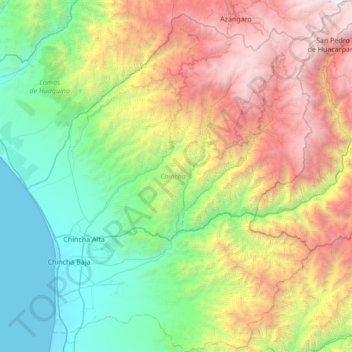 Chincha topographic map, elevation, terrain
