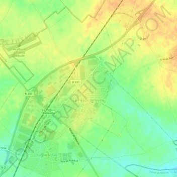 Le Plessis-Belleville topographic map, elevation, terrain