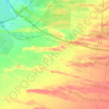 Al Wathbah topographic map, elevation, terrain