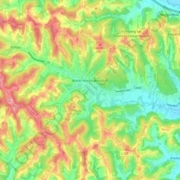 Markt Hartmannsdorf topographic map, elevation, terrain