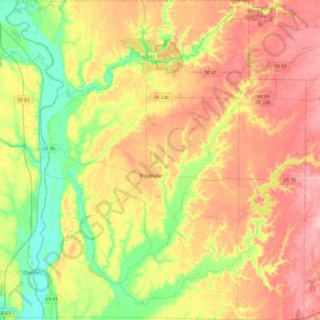 Parke County topographic map, elevation, terrain