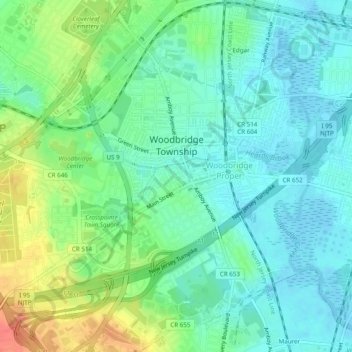 Woodbridge topographic map, elevation, terrain