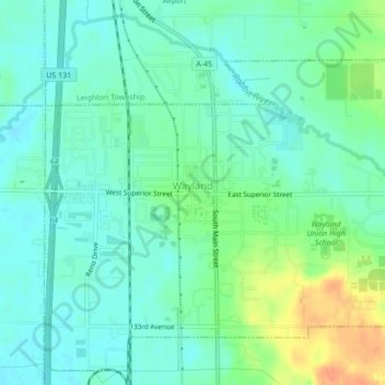 Wayland topographic map, elevation, terrain