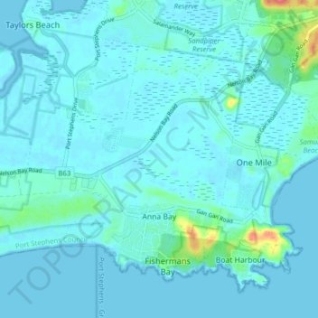 Anna Bay topographic map, elevation, terrain
