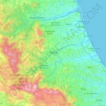 Teramo topographic map, elevation, terrain
