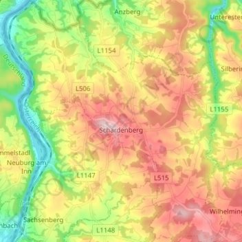 Schardenberg topographic map, elevation, terrain