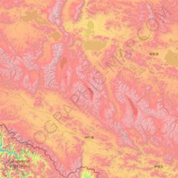 Zhongba topographic map, elevation, terrain