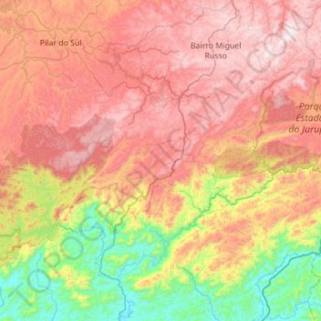 Tapiraí topographic map, elevation, terrain