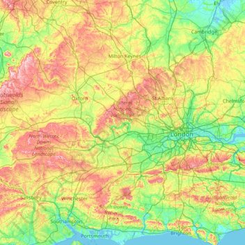 River Thames topographic map, elevation, terrain