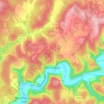 Saint-Sulpice topographic map, elevation, terrain