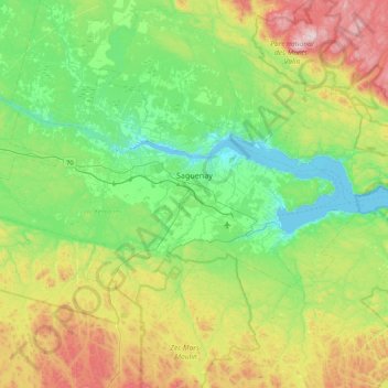 Saguenay topographic map, elevation, terrain