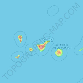 Îles Canaries topographic map, elevation, terrain
