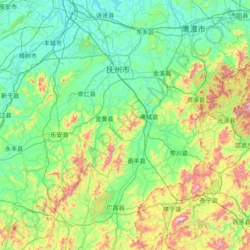 Fuzhou topographic map, elevation, terrain