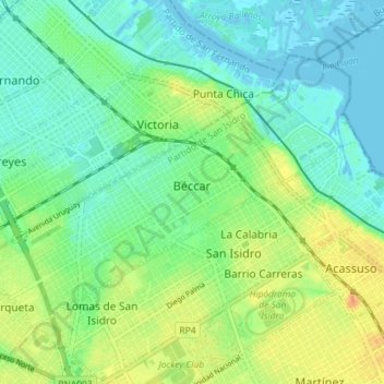 Beccar topographic map, elevation, terrain