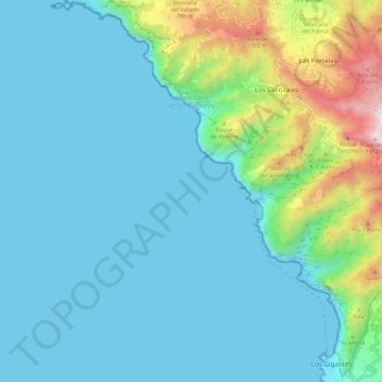 Acantilados de los Gigantes topographic map, elevation, terrain