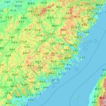 福建省 topographic map, elevation, terrain