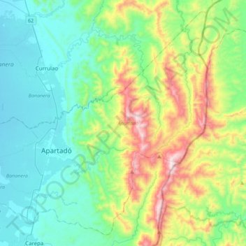 Apartadó topographic map, elevation, terrain