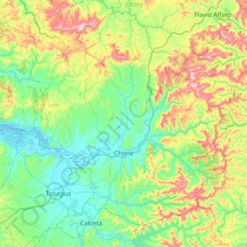 Chone topographic map, elevation, terrain