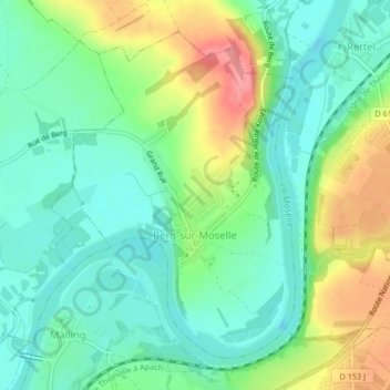 Berg-sur-Moselle topographic map, elevation, terrain