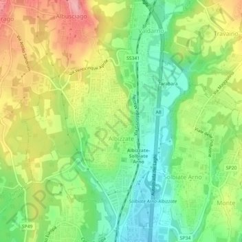 Albizzate topographic map, elevation, terrain
