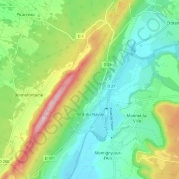 Pont-du-Navoy topographic map, elevation, terrain