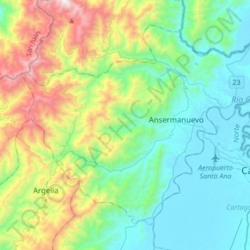 Ansermanuevo topographic map, elevation, terrain