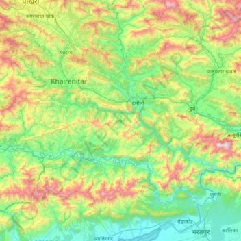 Tanahun topographic map, elevation, terrain
