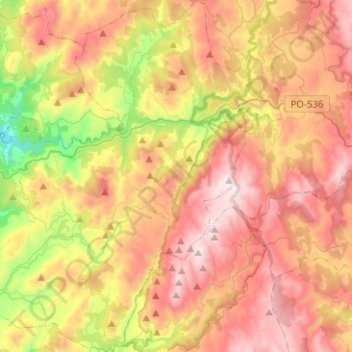 Cerdedo-Cotobade topographic map, elevation, terrain