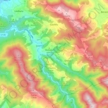 Gaztelu topographic map, elevation, terrain