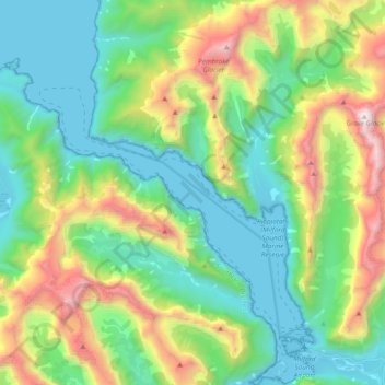 Milford Sound / Piopiotahi topographic map, elevation, terrain
