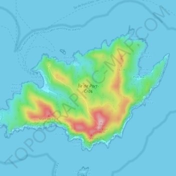 Île de Port-Cros topographic map, elevation, terrain